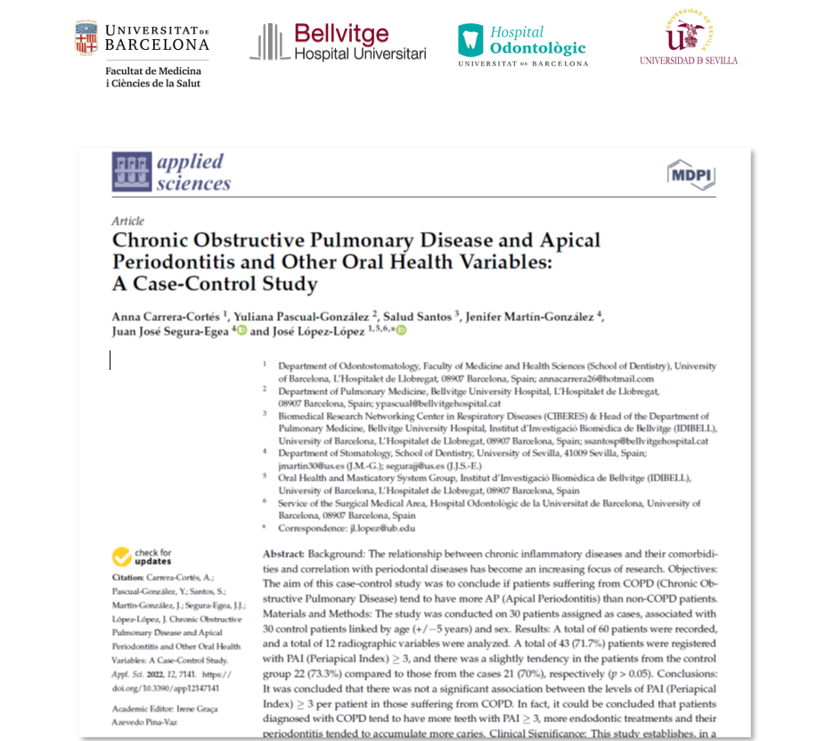 L'Hospital Odontològic UB acull l'estudi publicat a la revista “l’Applied scines” que relaciona la salut oral amb la MPOC